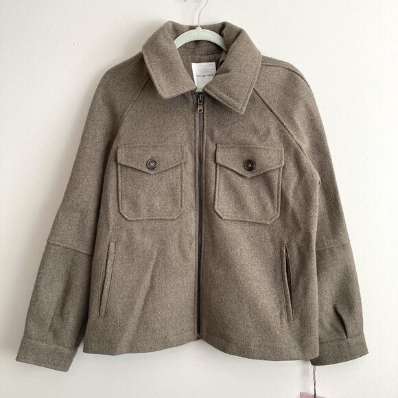 Avec Les Filles Anthropologie Jacket Cropped Button Up Shacket Tan Large Brown - Picture 2 of 11